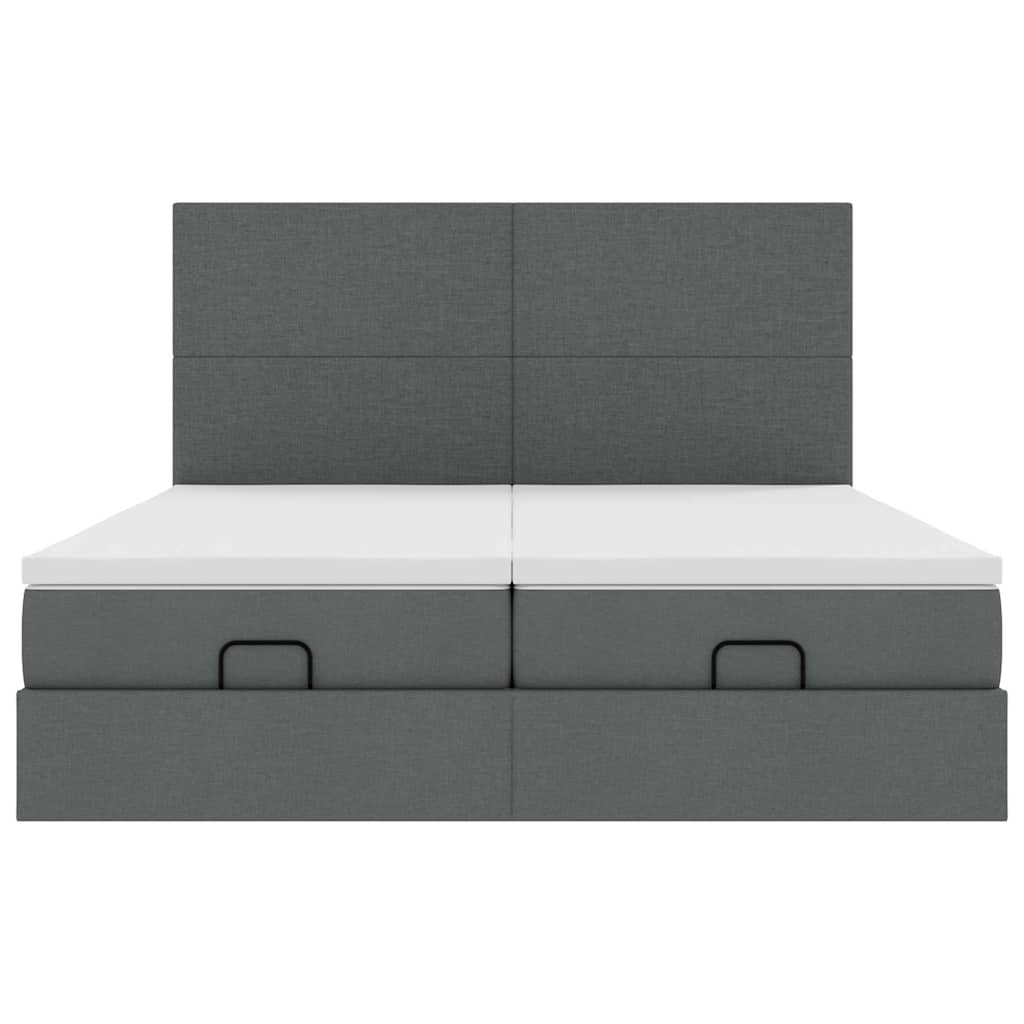 Ottoman-Bett mit Matratzen & LEDs Dunkelgrau 180x200 cm Stoff