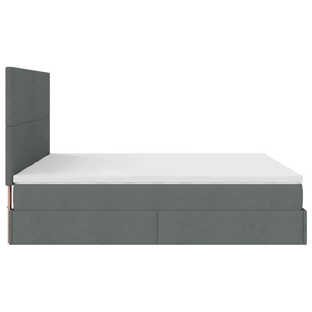 Ottoman-Bett mit Matratzen & LEDs Dunkelgrau 180x200 cm Stoff