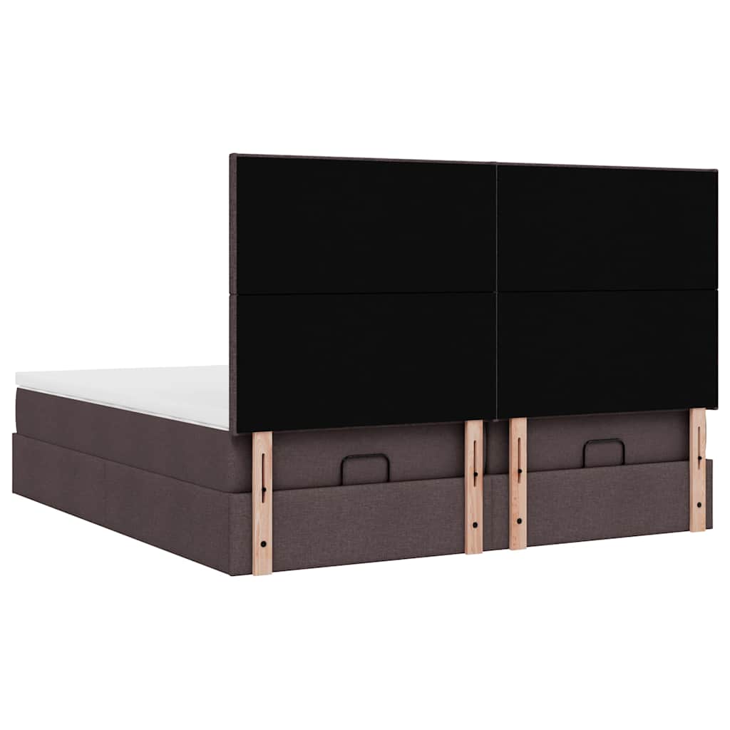 Ottoman-Bett mit Matratzen & LEDs Dunkelbraun 180x200 cm Stoff