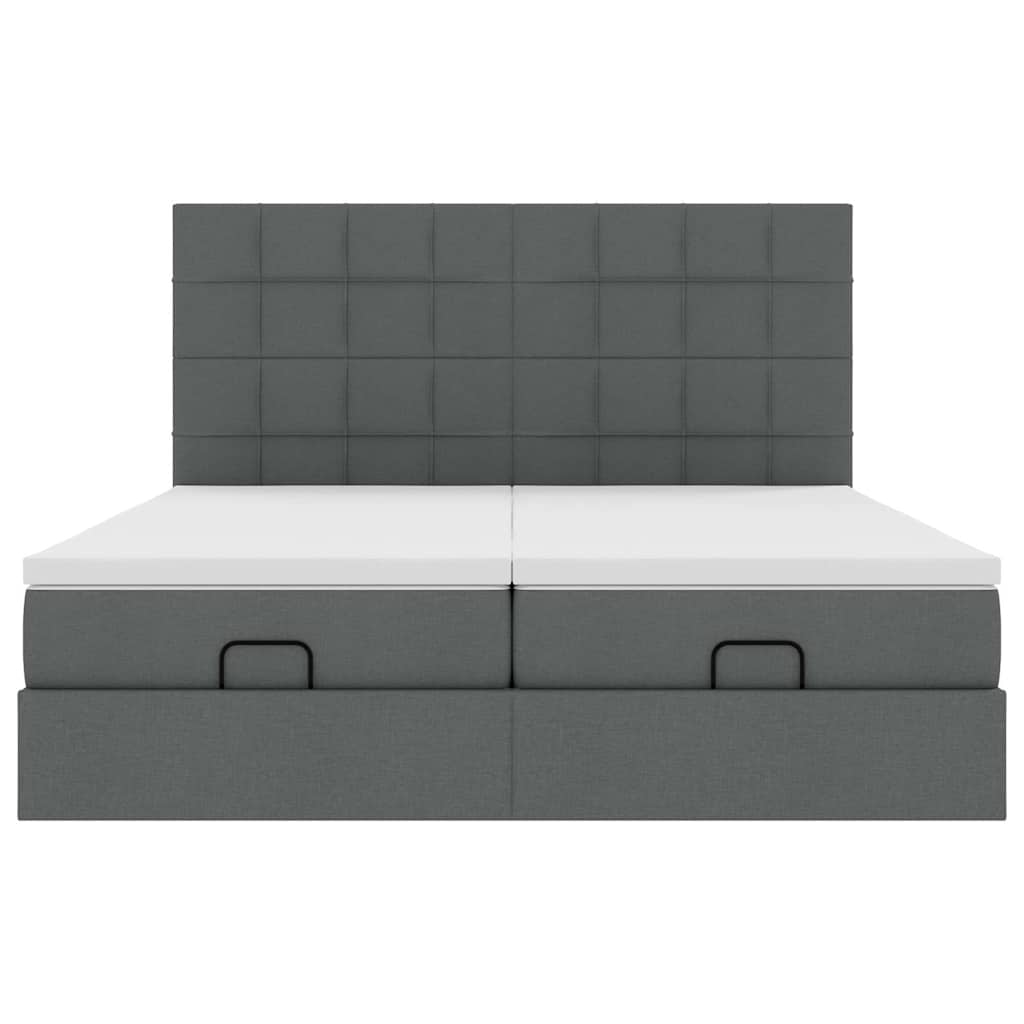 Ottoman-Bett mit Matratzen & LEDs Dunkelgrau 180x200 cm Stoff