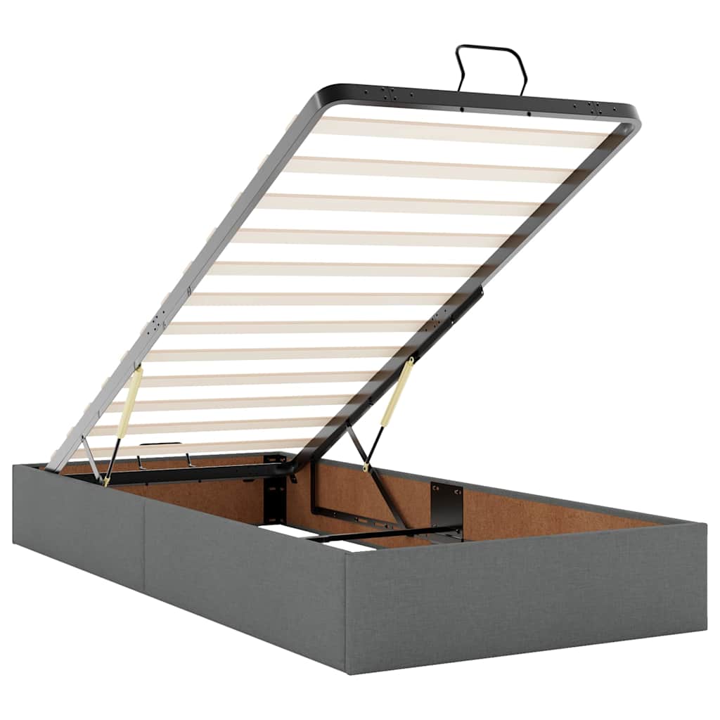 Ottoman-Bett mit Matratzen & LEDs Dunkelgrau 180x200 cm Stoff