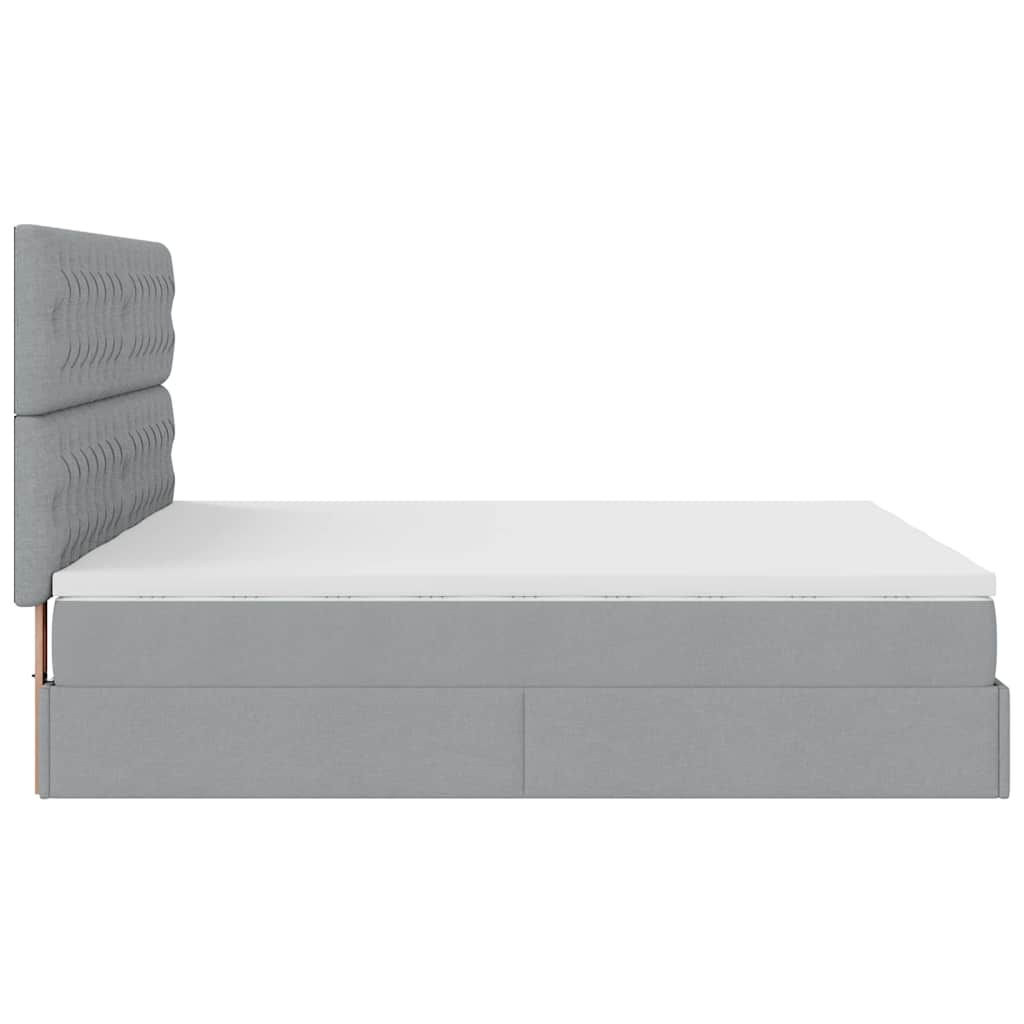 Ottoman-Bett mit Matratzen & LEDs Hellgrau 180x200 cm Stoff
