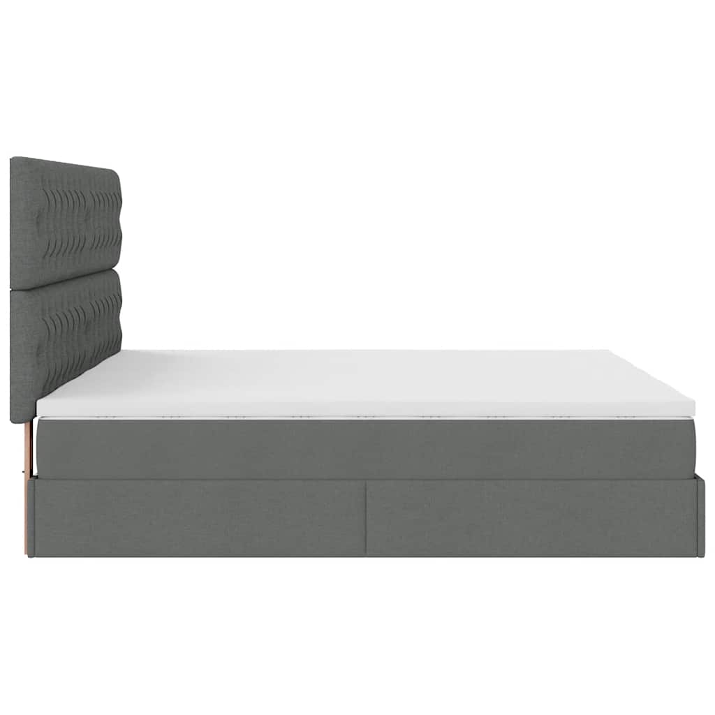 Ottoman-Bett mit Matratzen & LEDs Dunkelgrau 180x200 cm Stoff