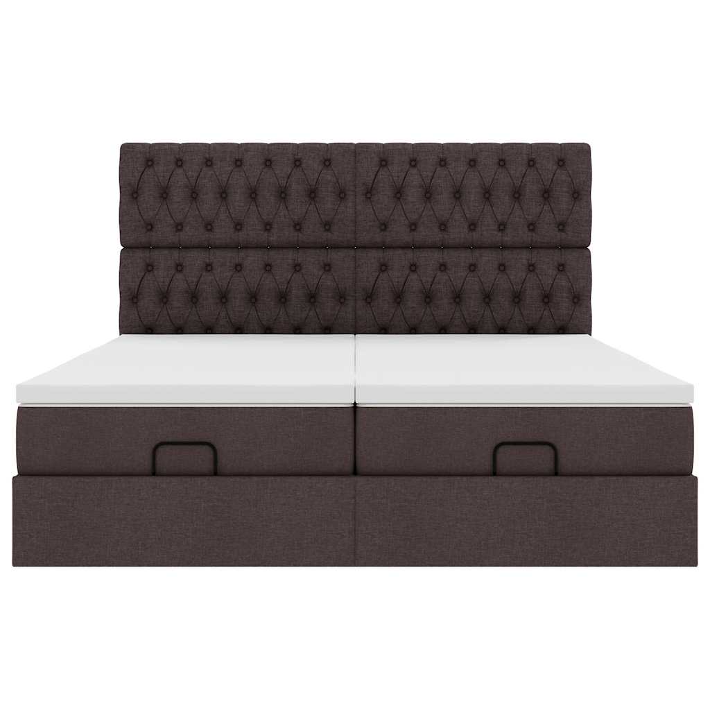 Ottoman-Bett mit Matratzen & LEDs Dunkelbraun 180x200 cm Stoff