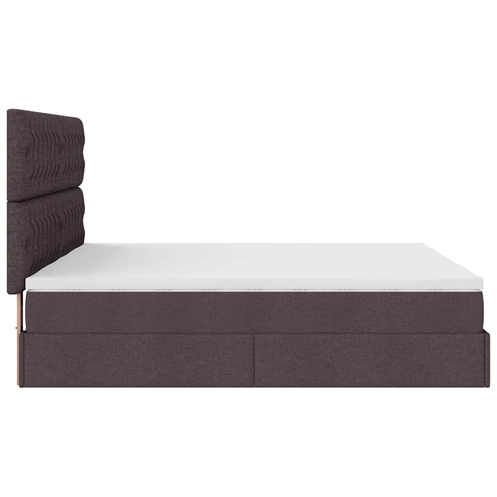 Ottoman-Bett mit Matratzen & LEDs Dunkelbraun 180x200 cm Stoff