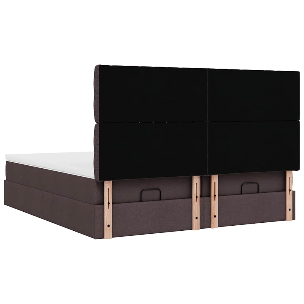 Ottoman-Bett mit Matratzen & LEDs Dunkelbraun 180x200 cm Stoff