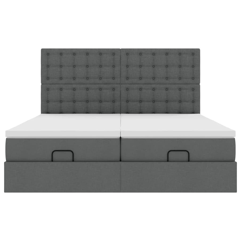 Ottoman-Bett mit Matratzen & LEDs Dunkelgrau 180x200 cm Stoff