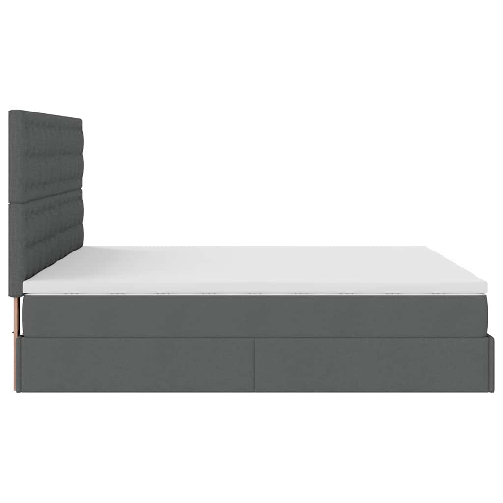 Ottoman-Bett mit Matratzen & LEDs Dunkelgrau 180x200 cm Stoff