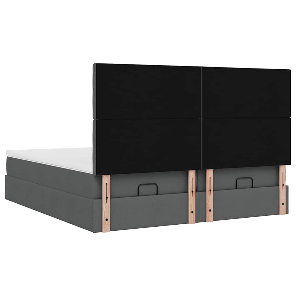 Ottoman-Bett mit Matratzen & LEDs Dunkelgrau 180x200 cm Stoff