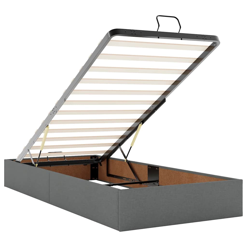 Ottoman-Bett mit Matratzen & LEDs Dunkelgrau 180x200 cm Stoff