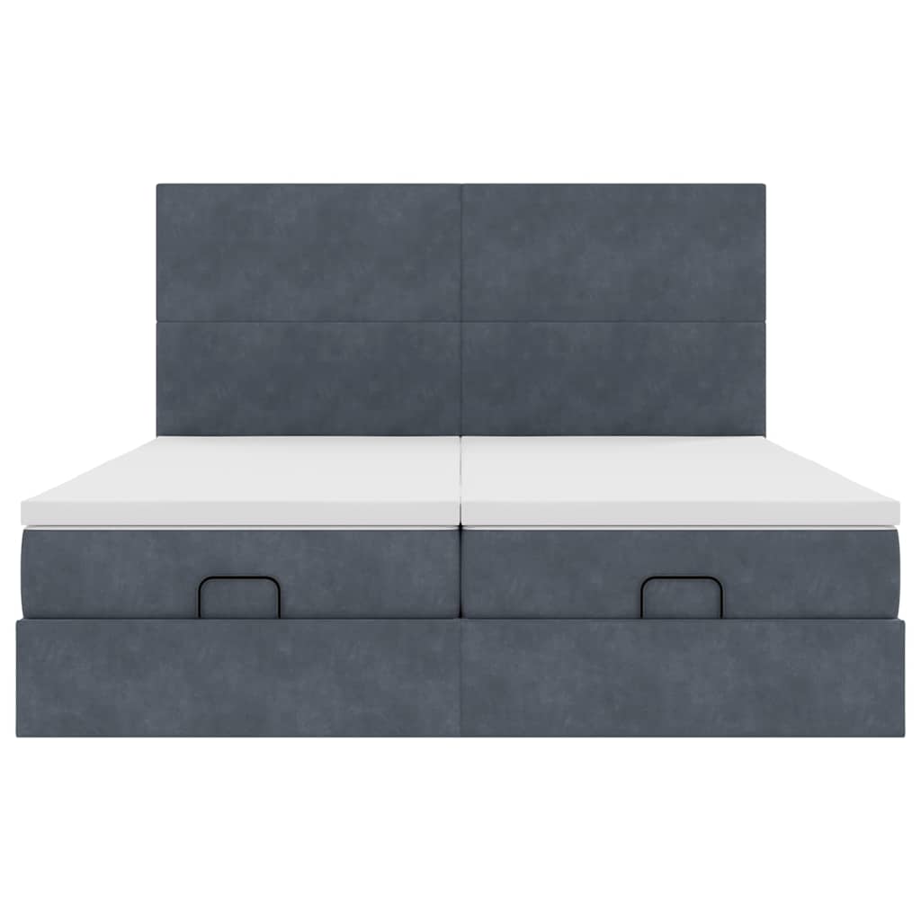 Ottoman-Bett mit Matratzen & LEDs Dunkelgrau 160x200 cm Samt