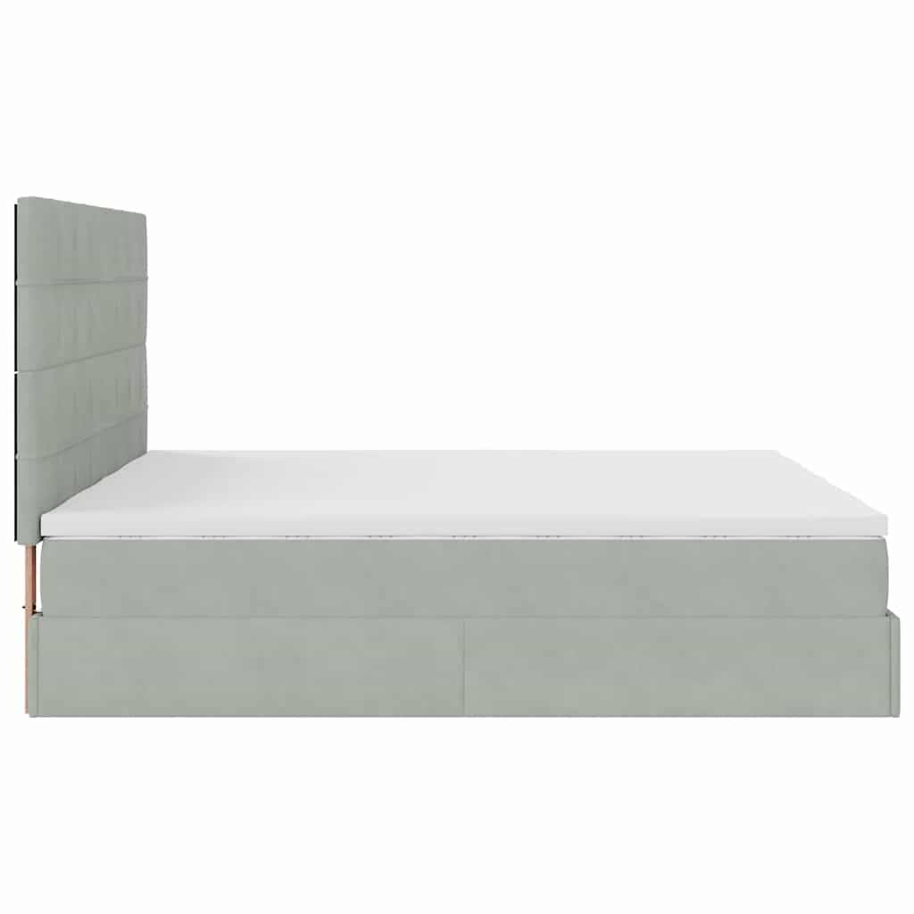 Ottoman-Bett mit Matratzen & LEDs Hellgrau 160x200 cm Samt