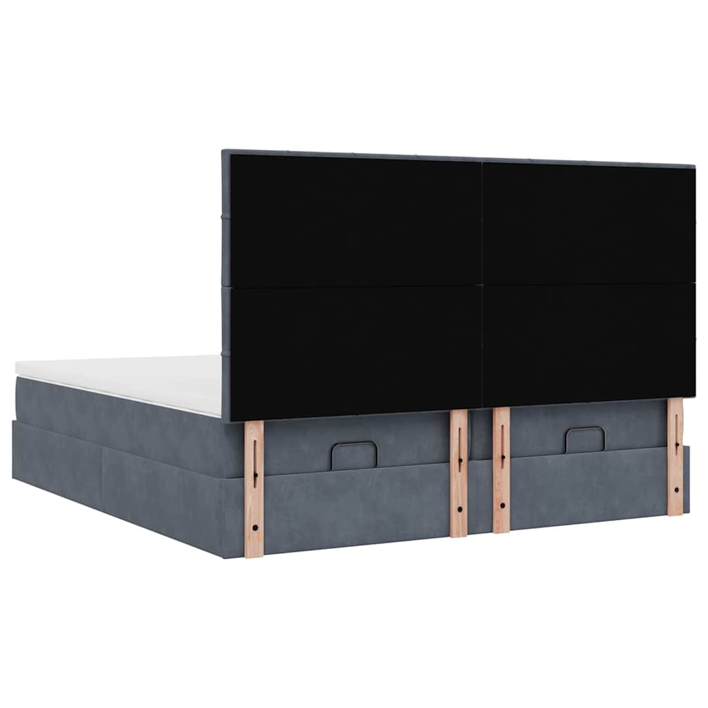 Ottoman-Bett mit Matratzen & LEDs Dunkelgrau 160x200 cm Samt