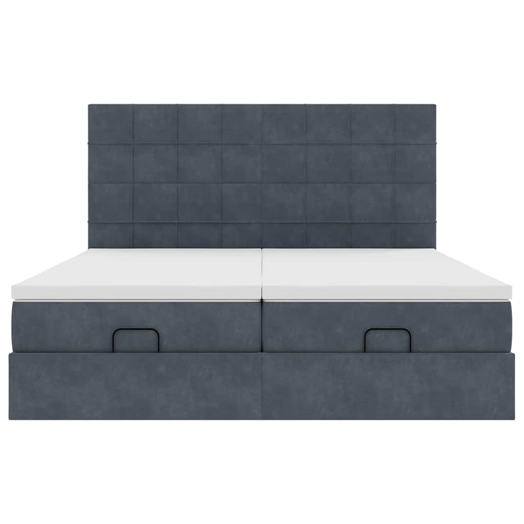 Ottoman-Bett mit Matratzen & LEDs Dunkelgrau 180x200 cm Samt