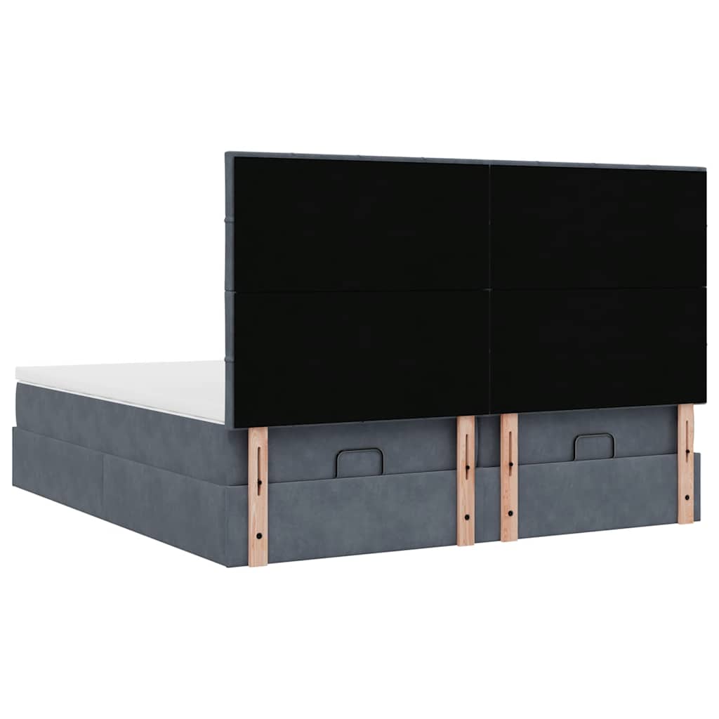 Ottoman-Bett mit Matratzen & LEDs Dunkelgrau 180x200 cm Samt