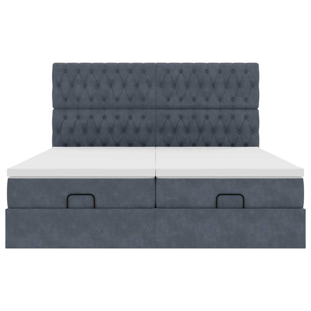 Ottoman-Bett mit Matratzen & LEDs Dunkelgrau 160x200 cm Samt