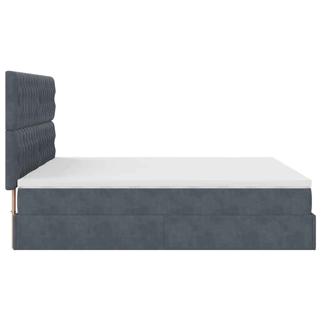 Ottoman-Bett mit Matratzen & LEDs Dunkelgrau 160x200 cm Samt