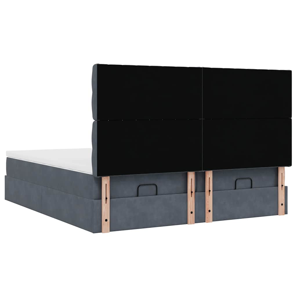 Ottoman-Bett mit Matratzen & LEDs Dunkelgrau 160x200 cm Samt