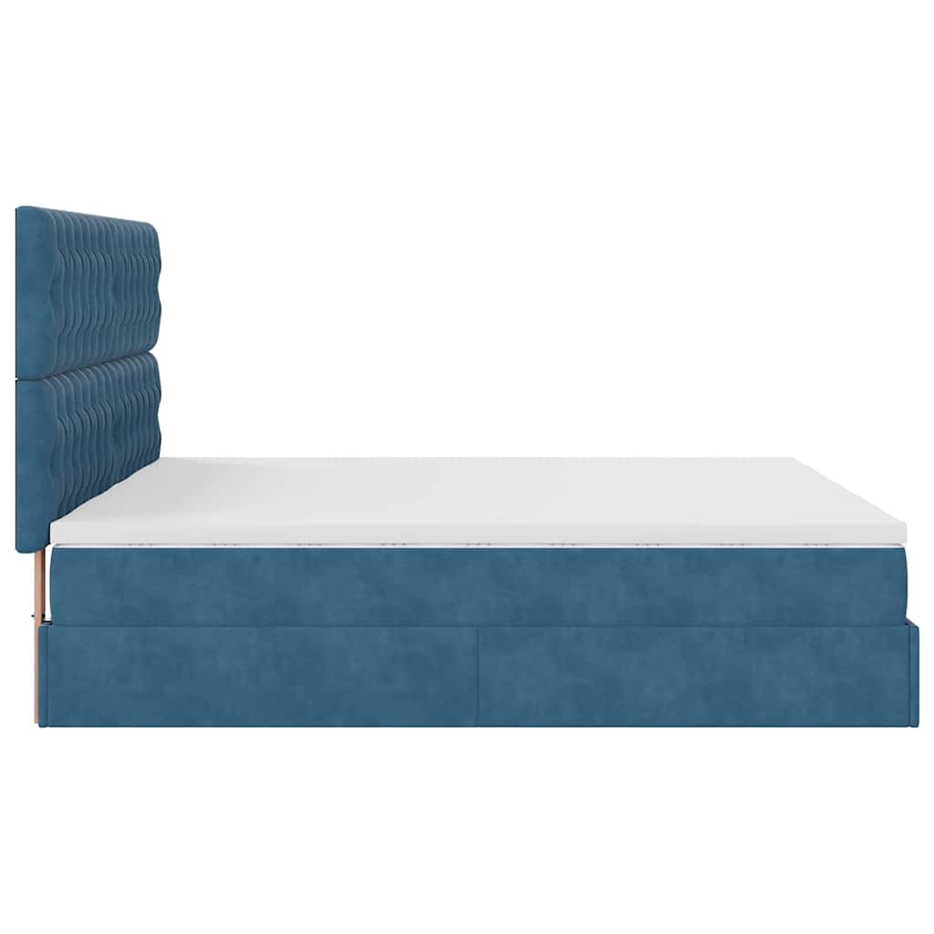Ottoman-Bett mit Matratzen & LEDs Dunkelblau 180x200 cm Samt