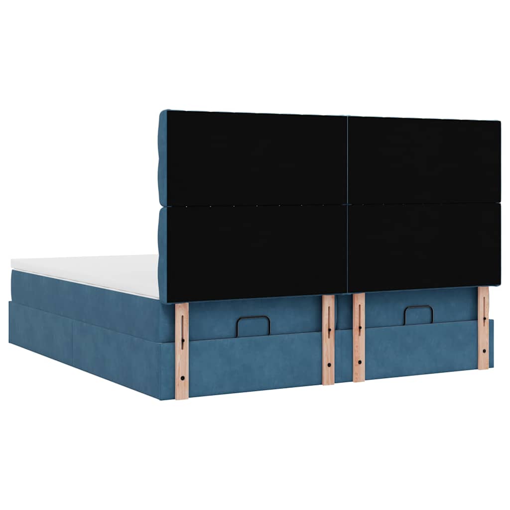 Ottoman-Bett mit Matratzen & LEDs Dunkelblau 180x200 cm Samt