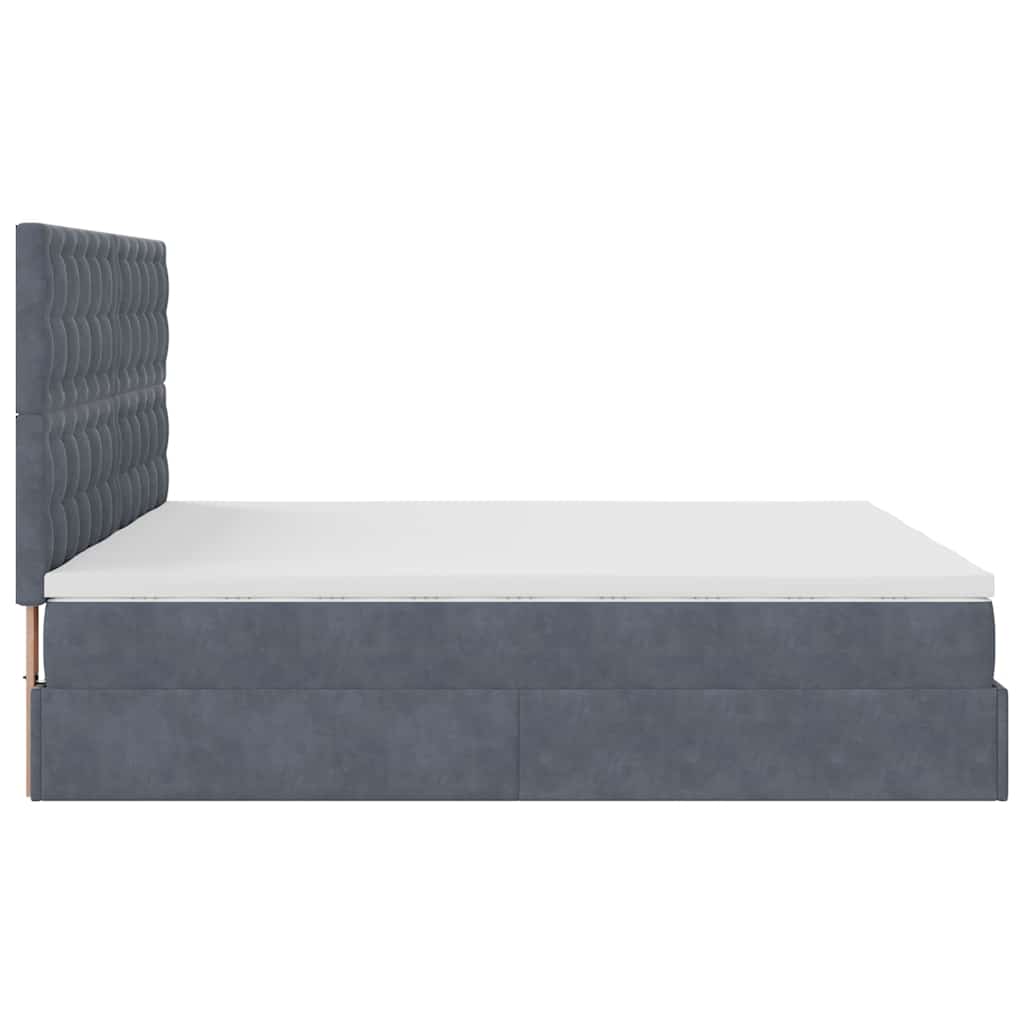 Ottoman-Bett mit Matratzen & LEDs Dunkelgrau 160x200 cm Samt