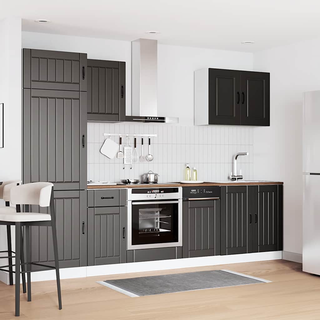7-tlg. Küchenschrank-Set Lucca Schwarz Holzwerkstoff