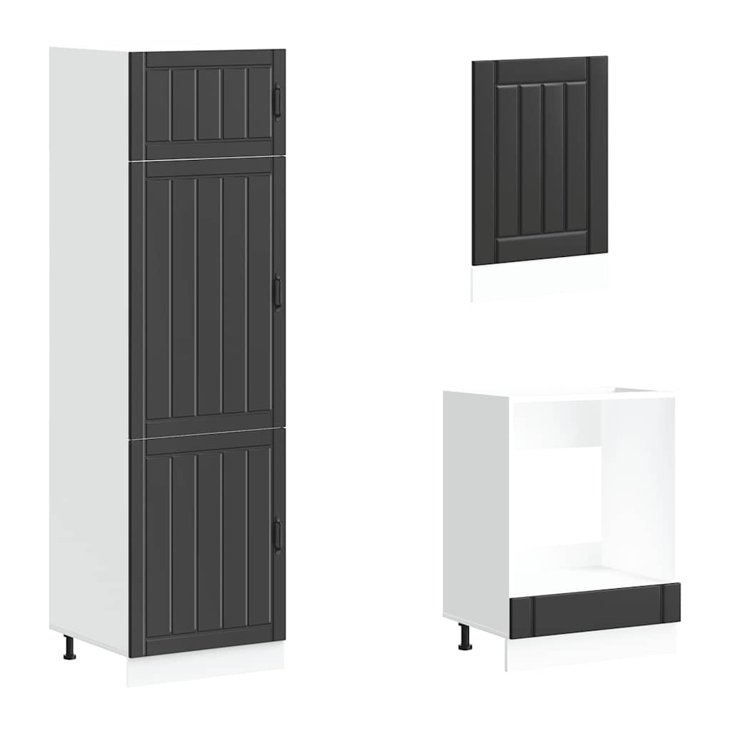 7-tlg. Küchenschrank-Set Lucca Schwarz Holzwerkstoff