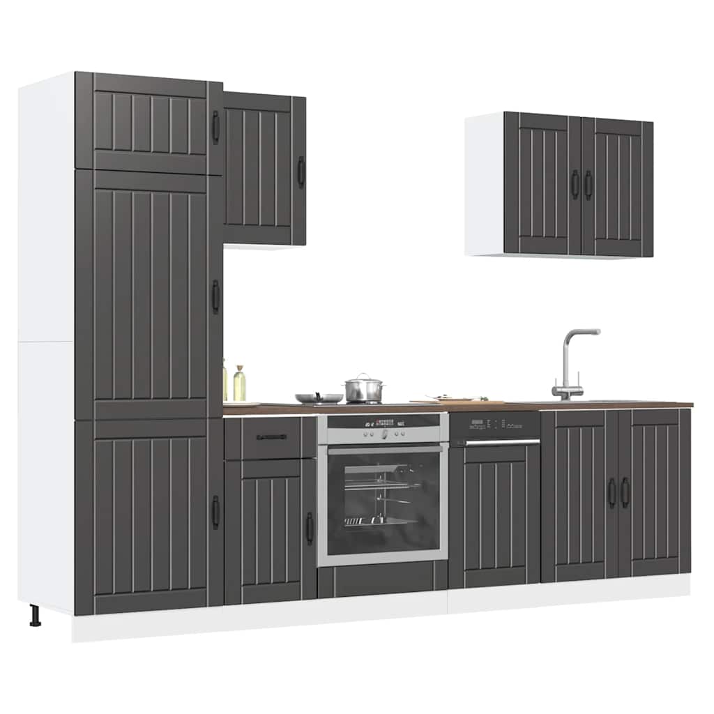 7-tlg. Küchenschrank-Set Lucca Schwarz Holzwerkstoff