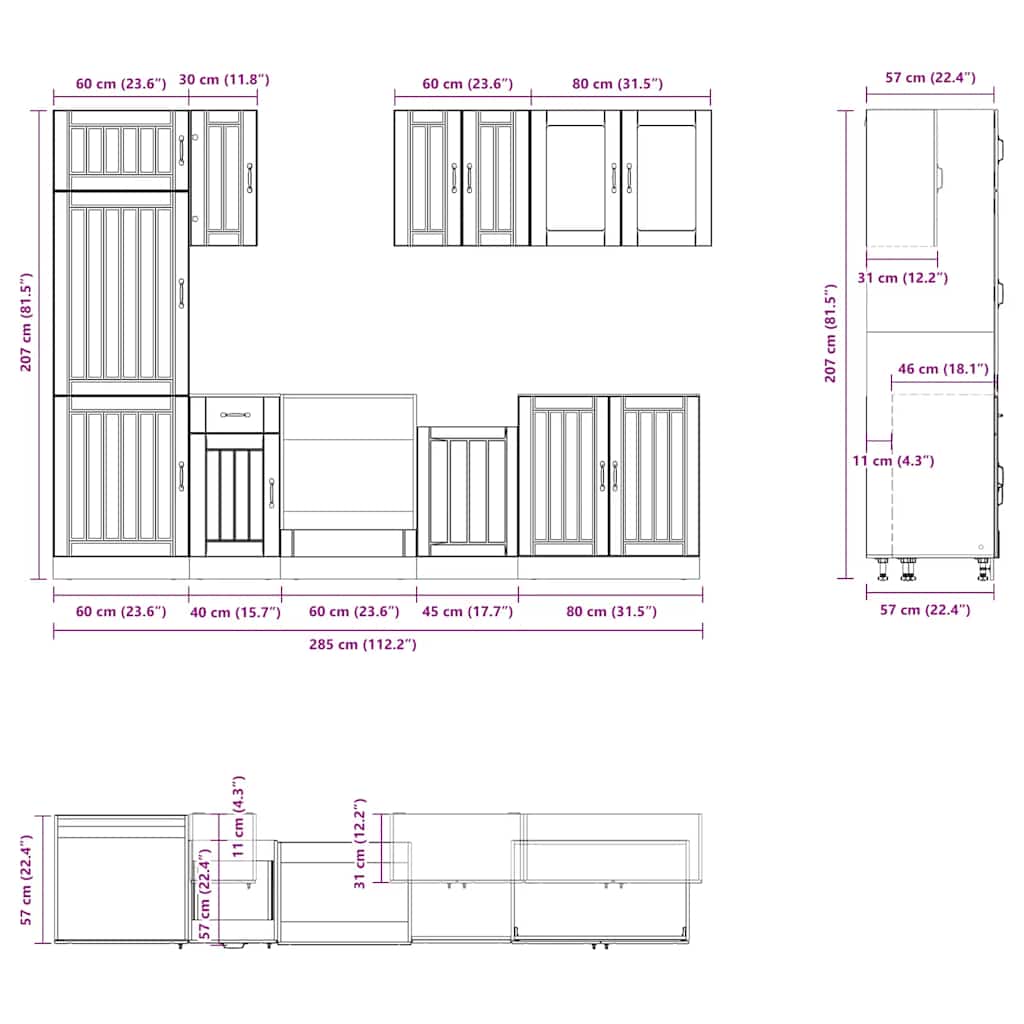 8-tlg. Küchenschrank-Set Lucca Hochglanz-Weiß Holzwerkstoff
