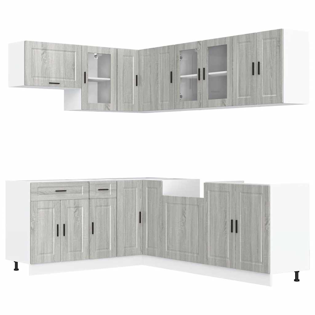 11-tlg. Küchenschrank-Set Porto Grau Sonoma Holzwerkstoff