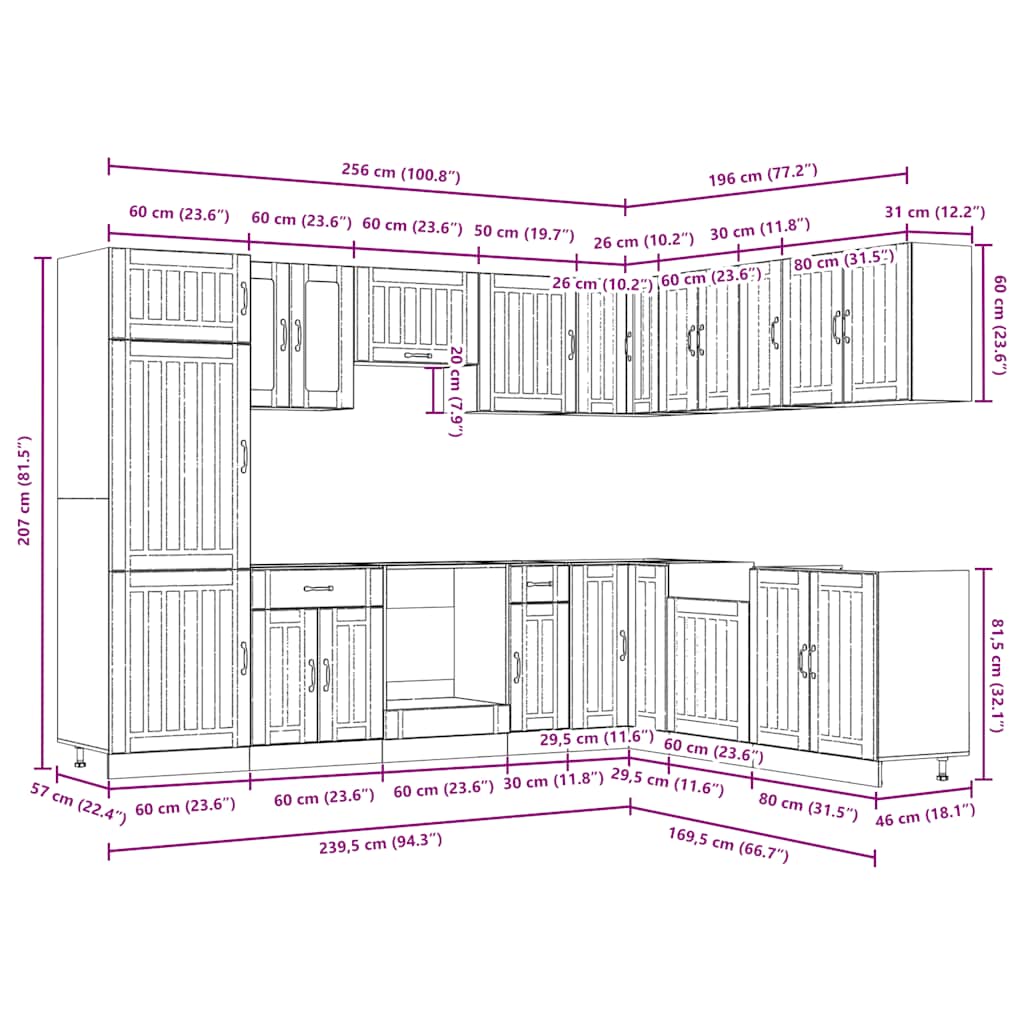 14-tlg. Küchenschrank-Set Lucca Weiß Holzwerkstoff
