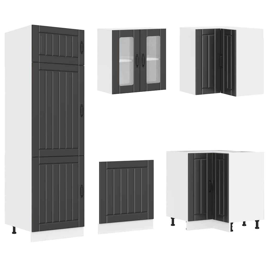 14-tlg. Küchenschrank-Set Lucca Schwarz Holzwerkstoff