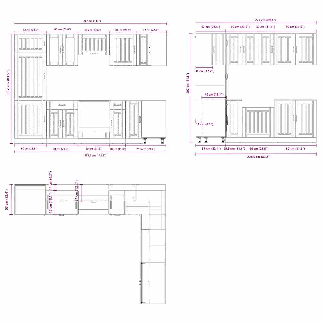 14-tlg. Küchenschrank-Set Lucca Hochglanz-Weiß Holzwerkstoff