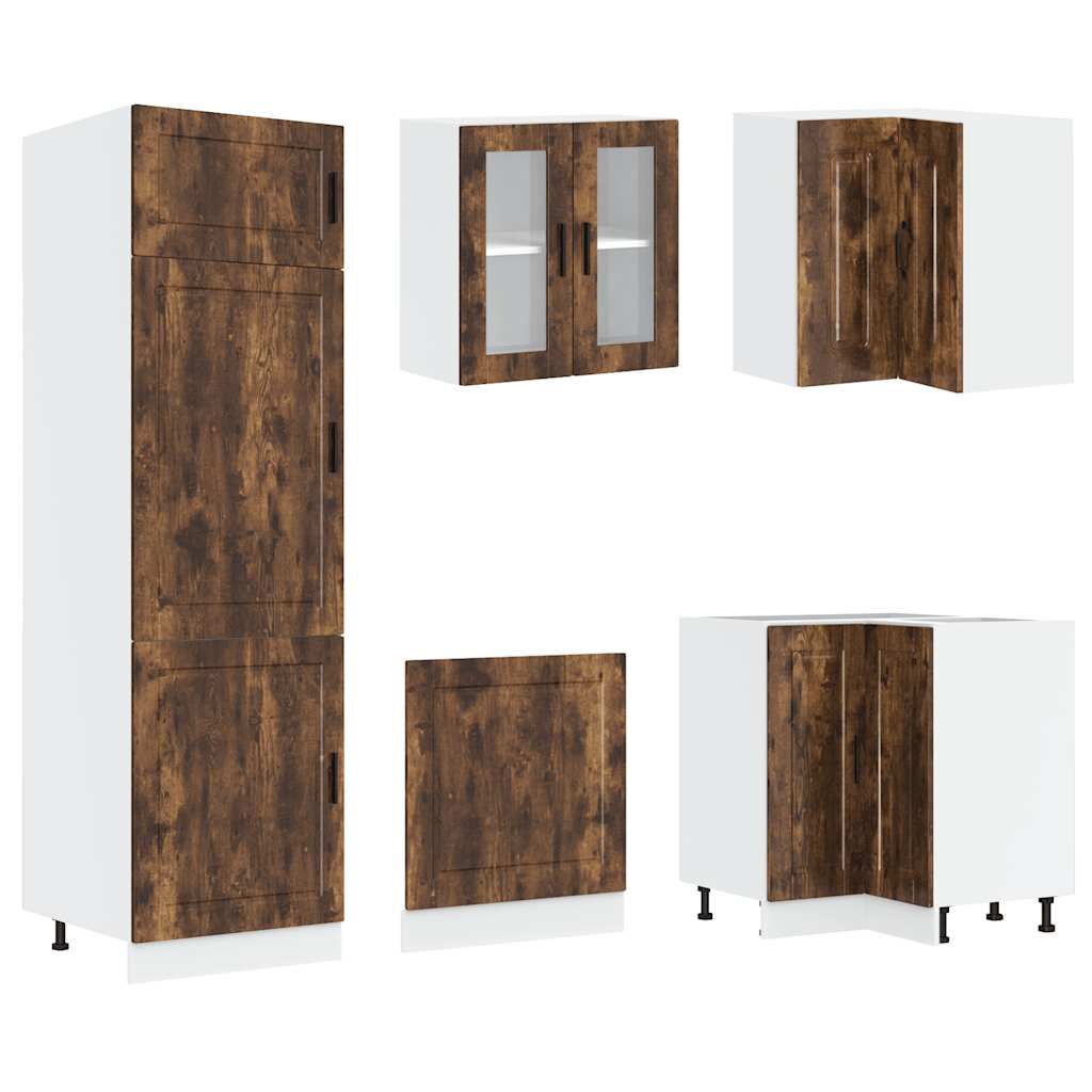 14-tlg. Küchenschrank-Set Porto Räuchereiche Holzwerkstoff