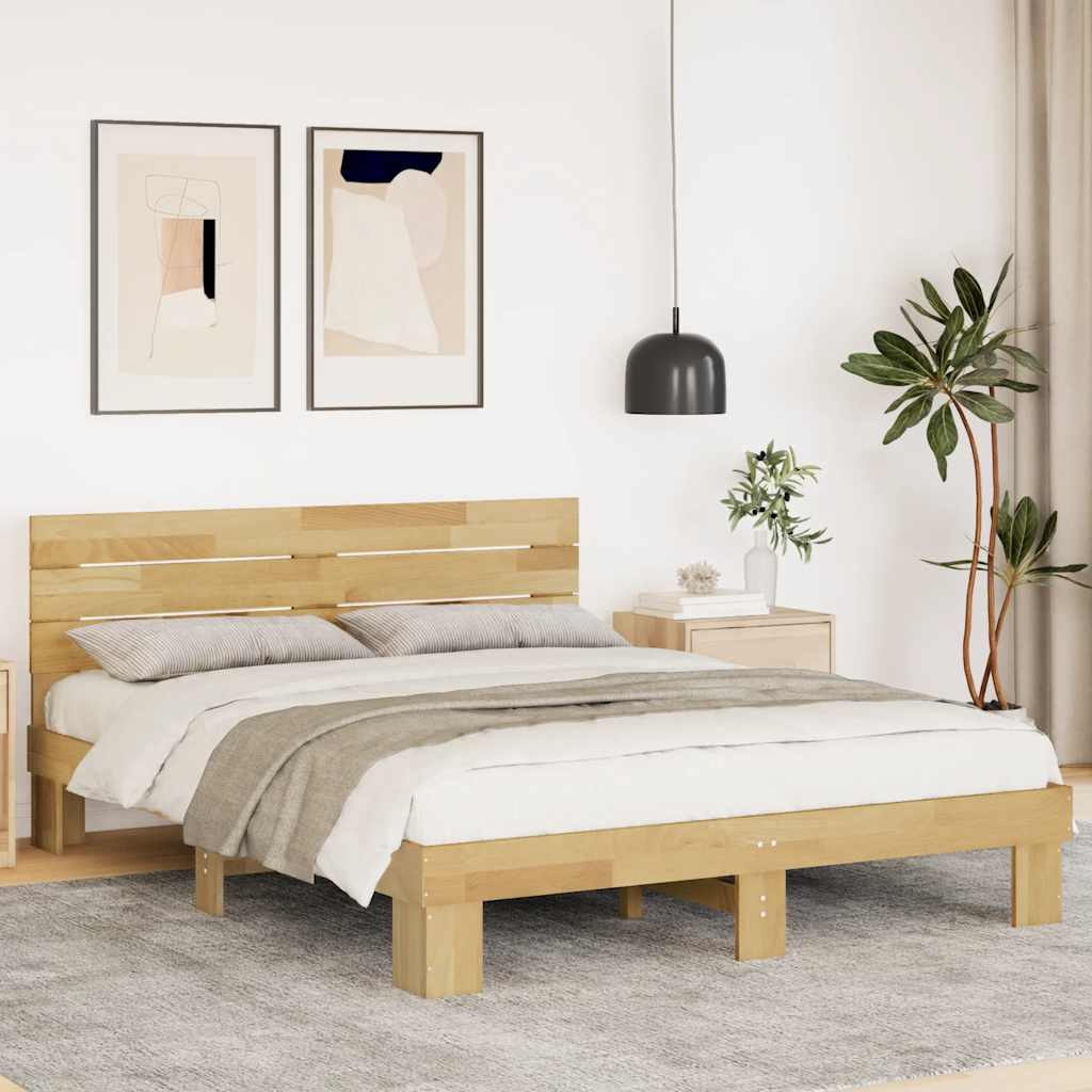 Massivholzbett mit Kopfteil ohne Matratze 160x200 cm Eichenholz