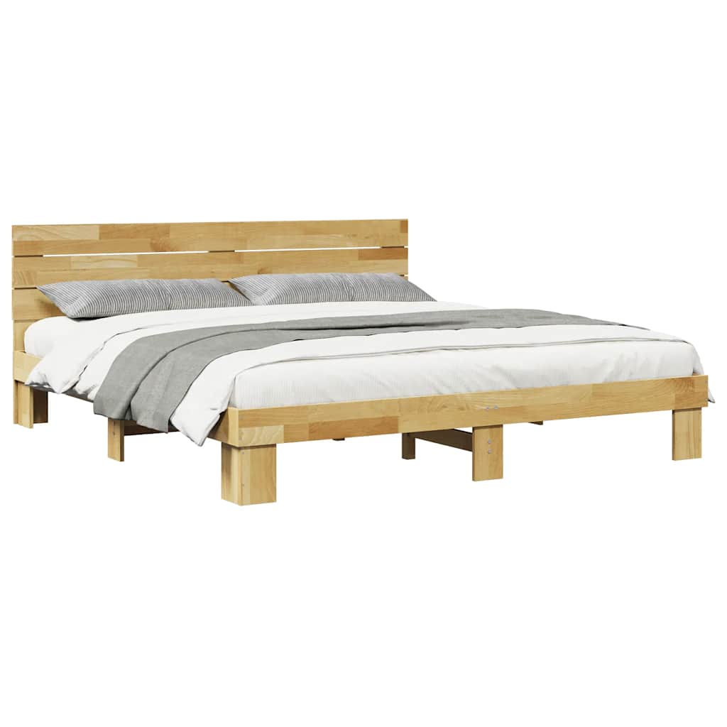 Massivholzbett mit Kopfteil ohne Matratze 180x200 cm Eichenholz