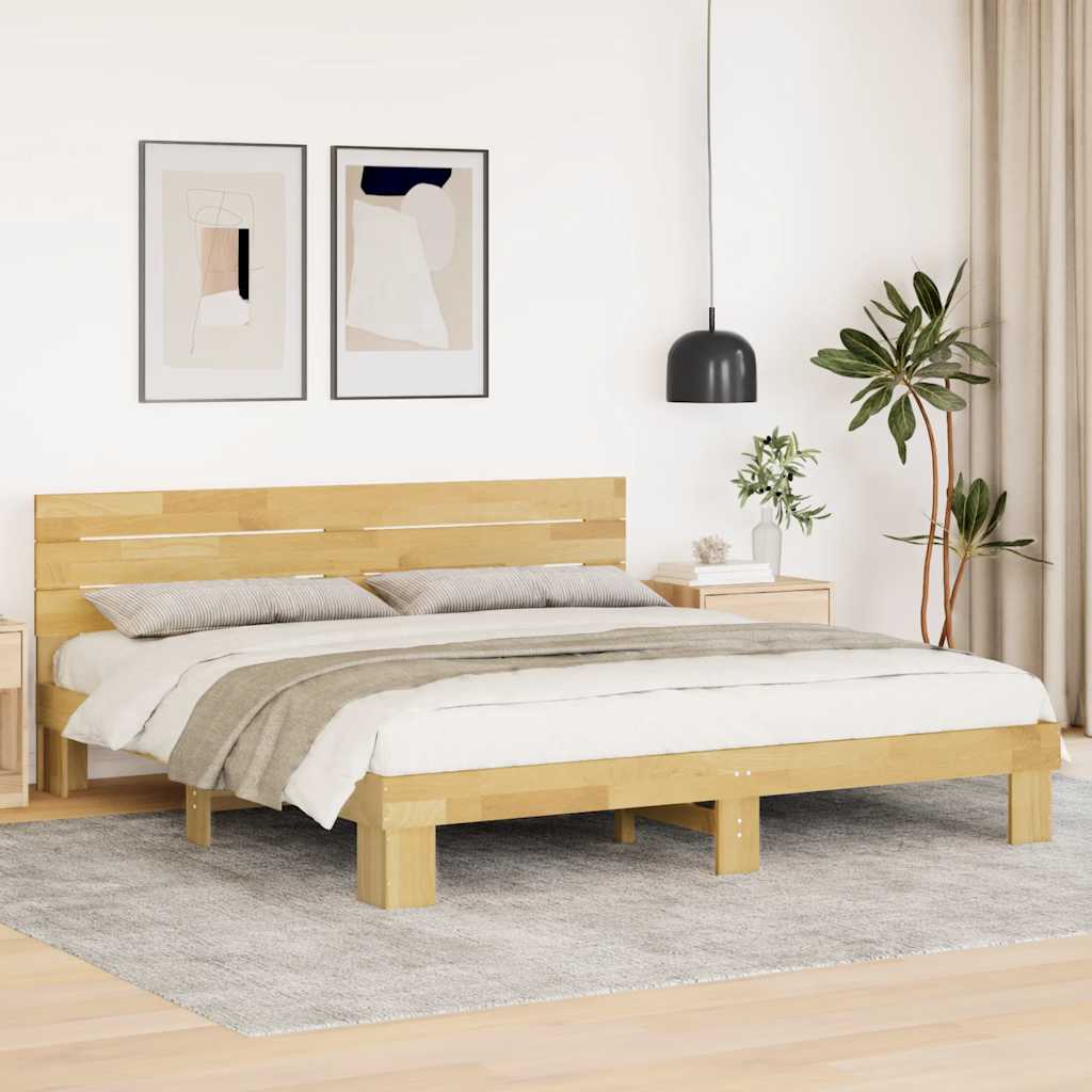Massivholzbett mit Kopfteil ohne Matratze 180x200 cm Eichenholz