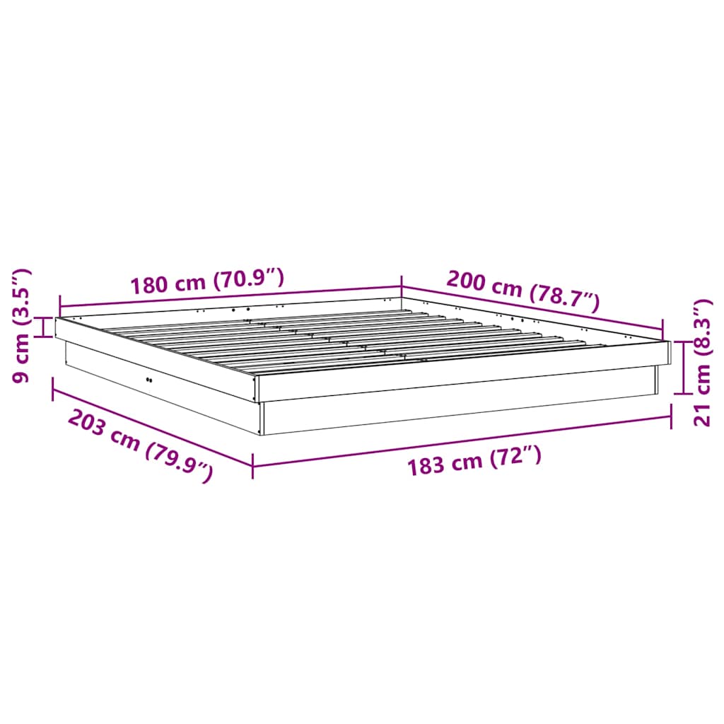 Massivholzbett ohne Matratze 180x200 cm Eichenholz