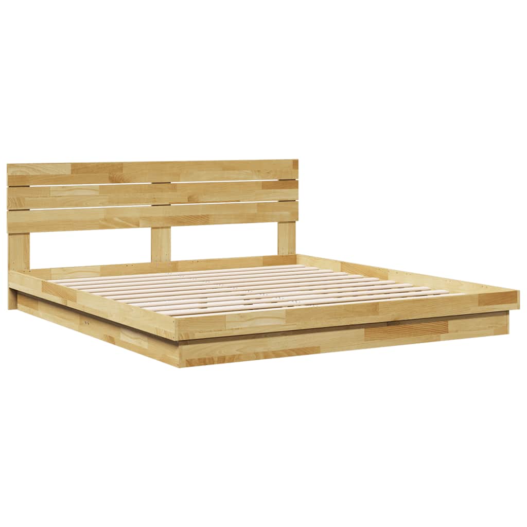 Massivholzbett mit Kopfteil ohne Matratze 200x200 cm Eichenholz