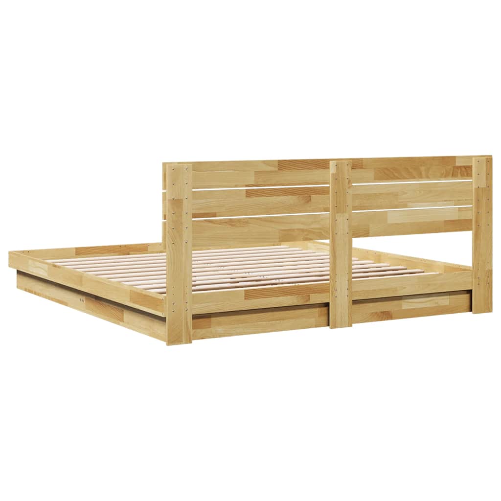 Massivholzbett mit Kopfteil ohne Matratze 200x200 cm Eichenholz
