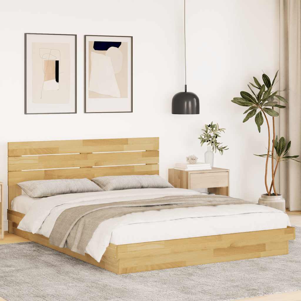 Massivholzbett mit Kopfteil ohne Matratze 160x200 cm Eichenholz
