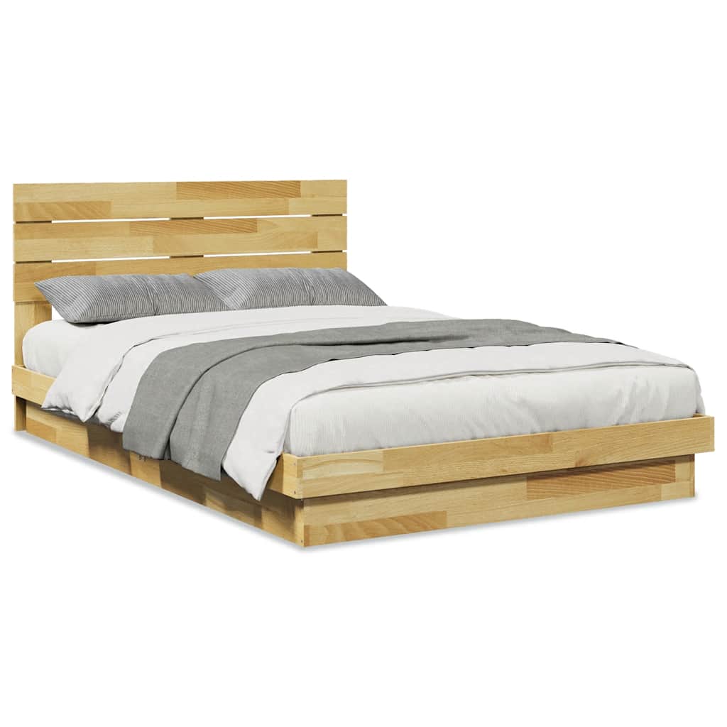Massivholzbett mit Kopfteil ohne Matratze 120x200 cm Eichenholz
