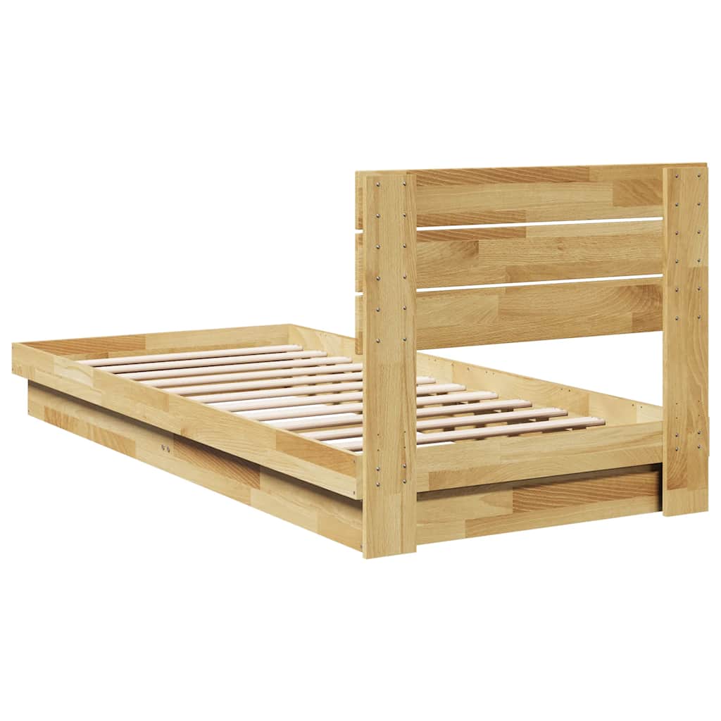 Massivholzbett mit Kopfteil ohne Matratze 100x200 cm Eichenholz