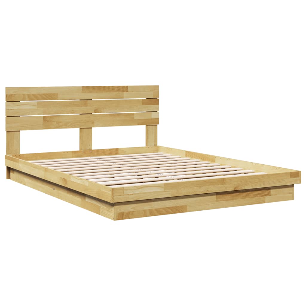 Massivholzbett mit Kopfteil ohne Matratze 135x190 cm Eichenholz