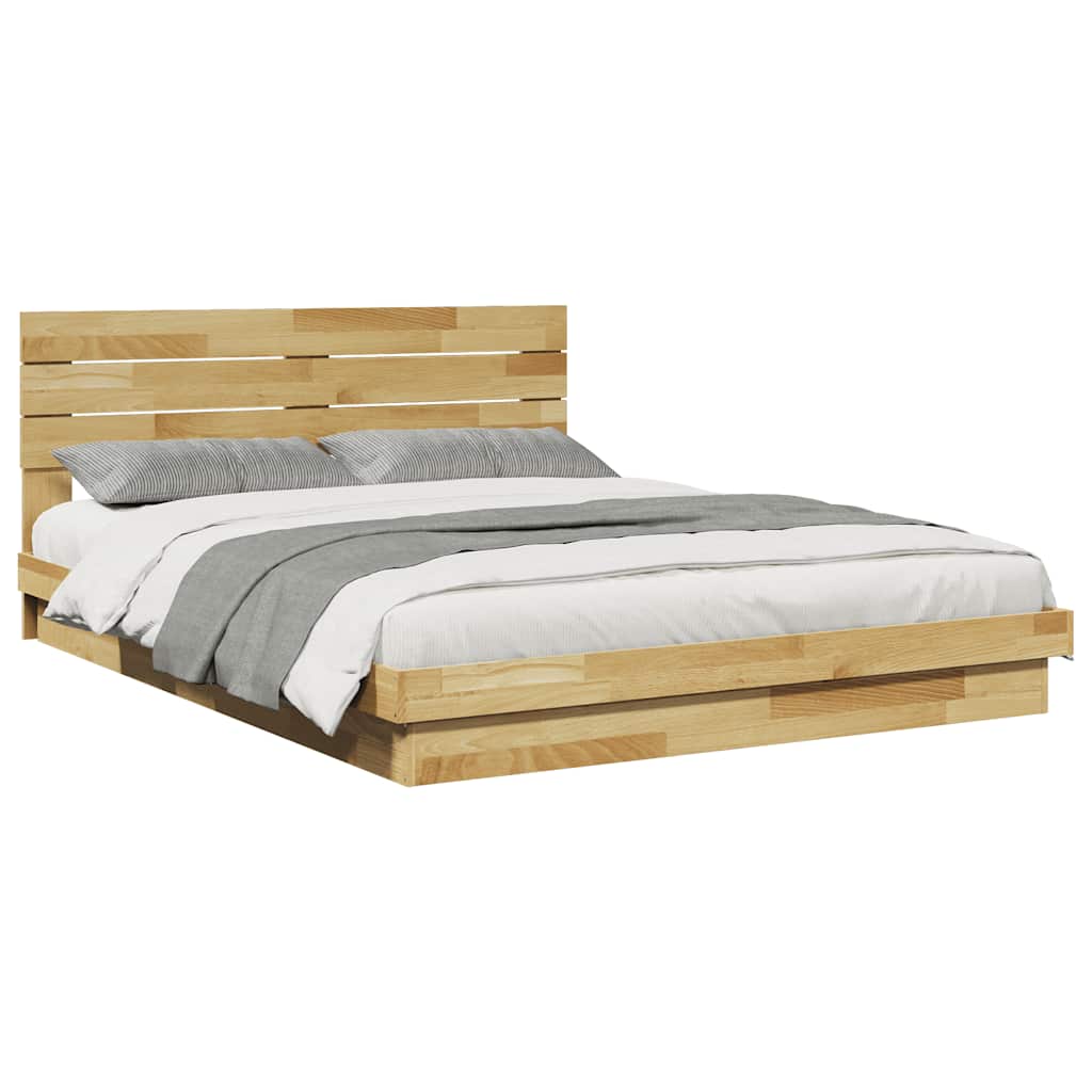 Massivholzbett mit Kopfteil ohne Matratze 135x190 cm Eichenholz
