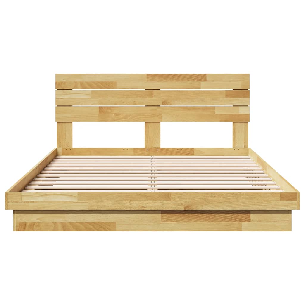 Massivholzbett mit Kopfteil ohne Matratze 135x190 cm Eichenholz