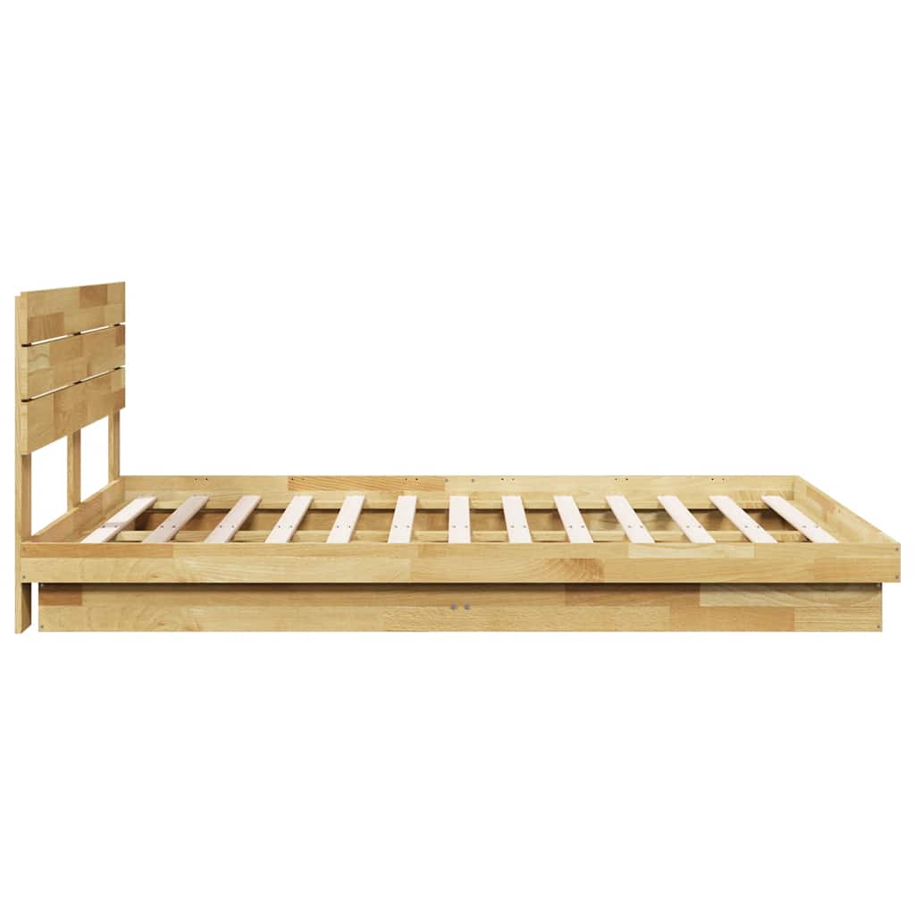Massivholzbett mit Kopfteil ohne Matratze 135x190 cm Eichenholz