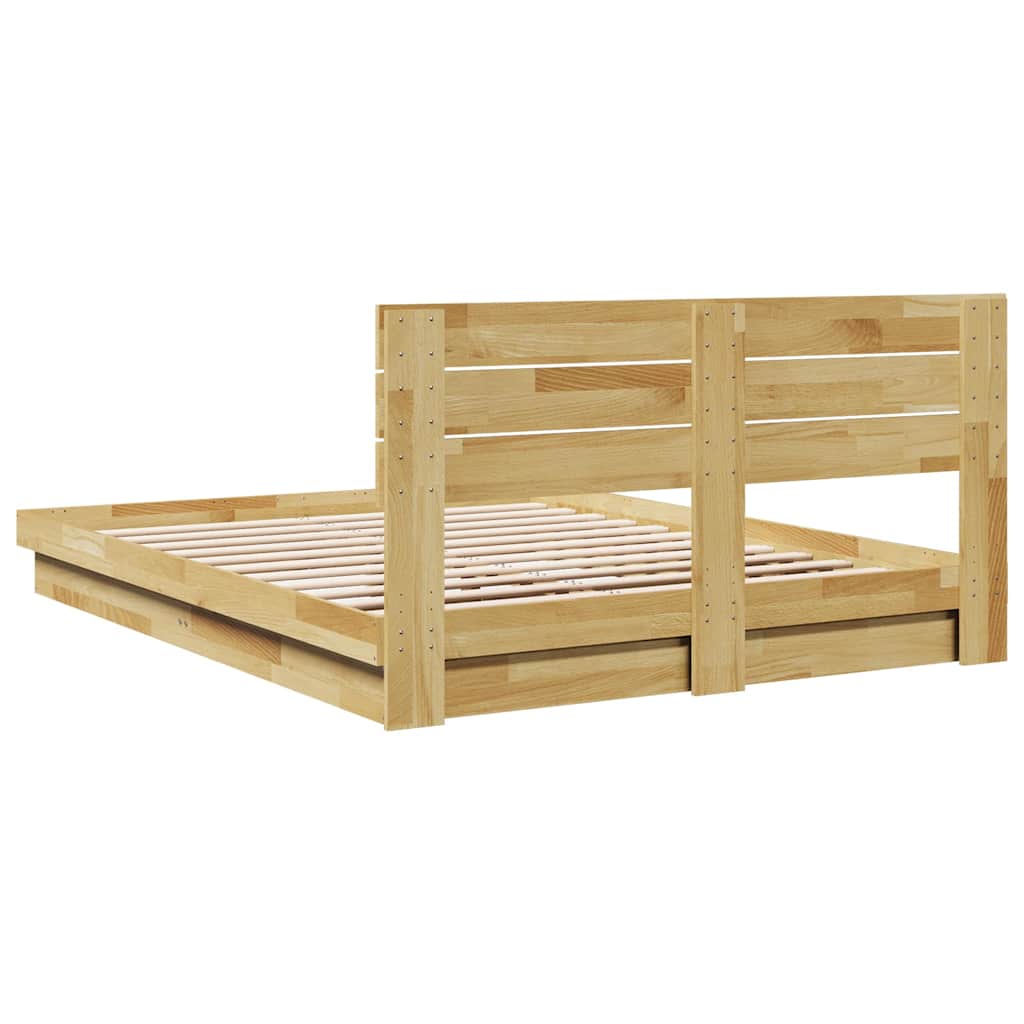 Massivholzbett mit Kopfteil ohne Matratze 135x190 cm Eichenholz