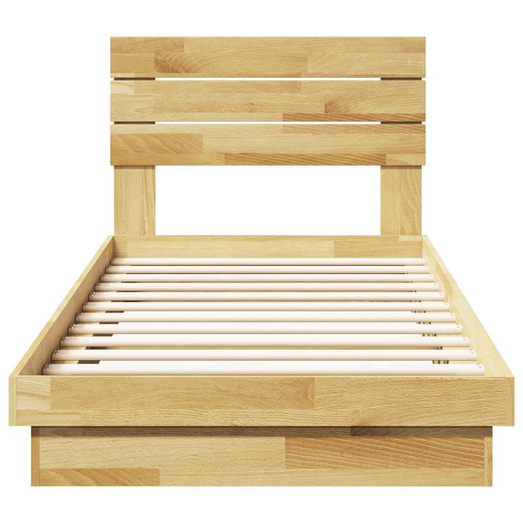 Massivholzbett mit Kopfteil ohne Matratze 90x190 cm Eichenholz
