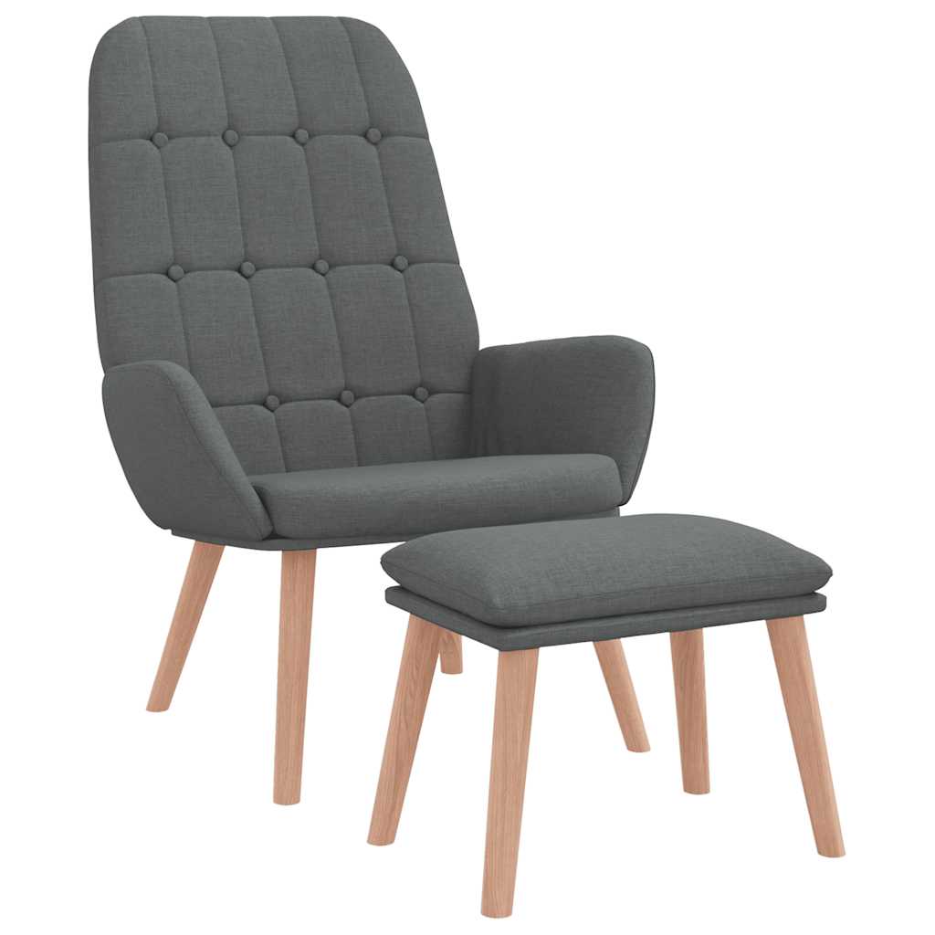 Relaxsessel mit Hocker Dunkelgrau Stoff